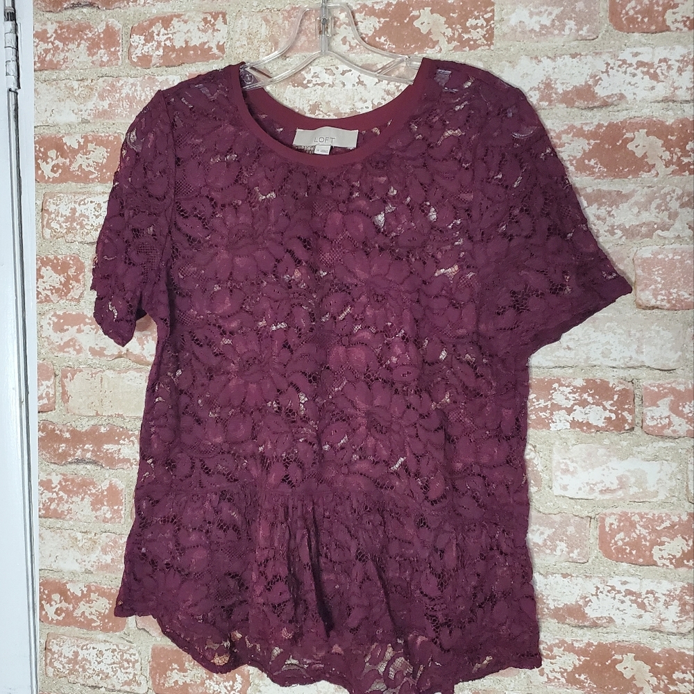 Loft peplum lace top